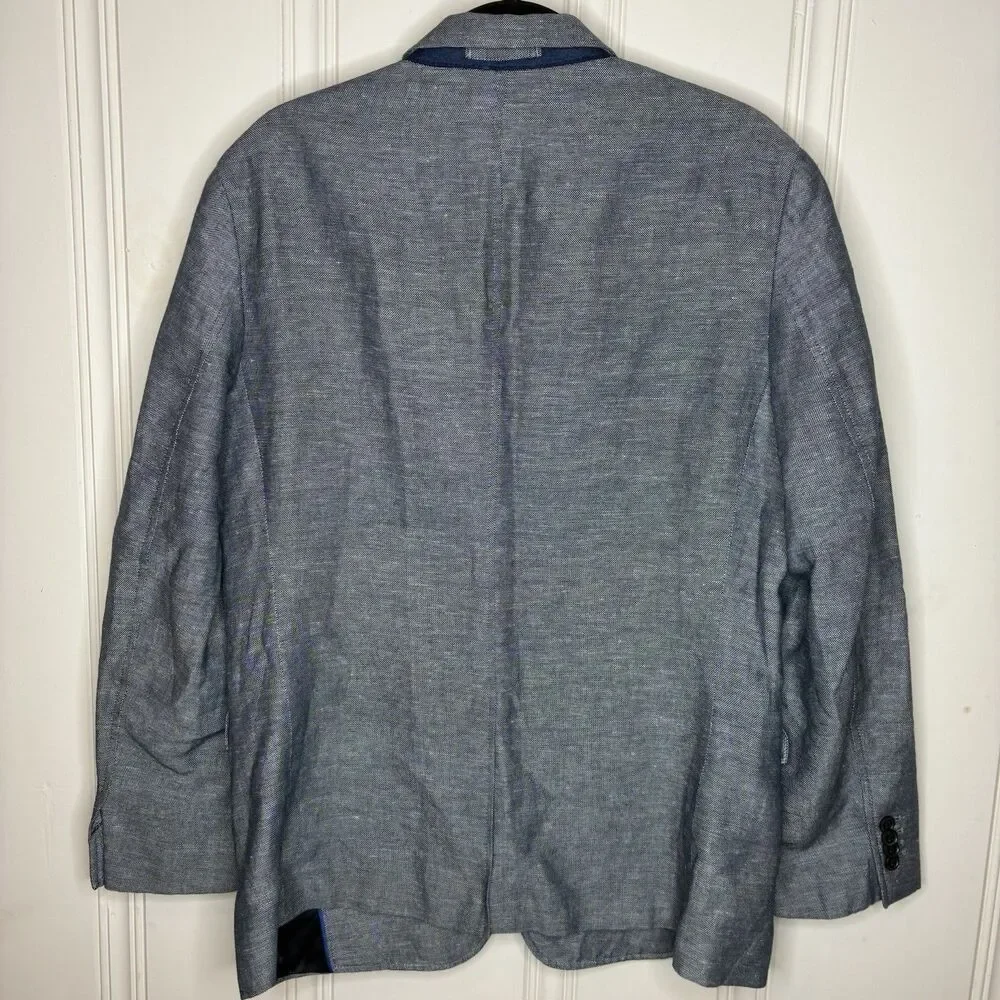 Banana Republic Linen cotton chambray sport coat Sz 42R slim fit tailored summer